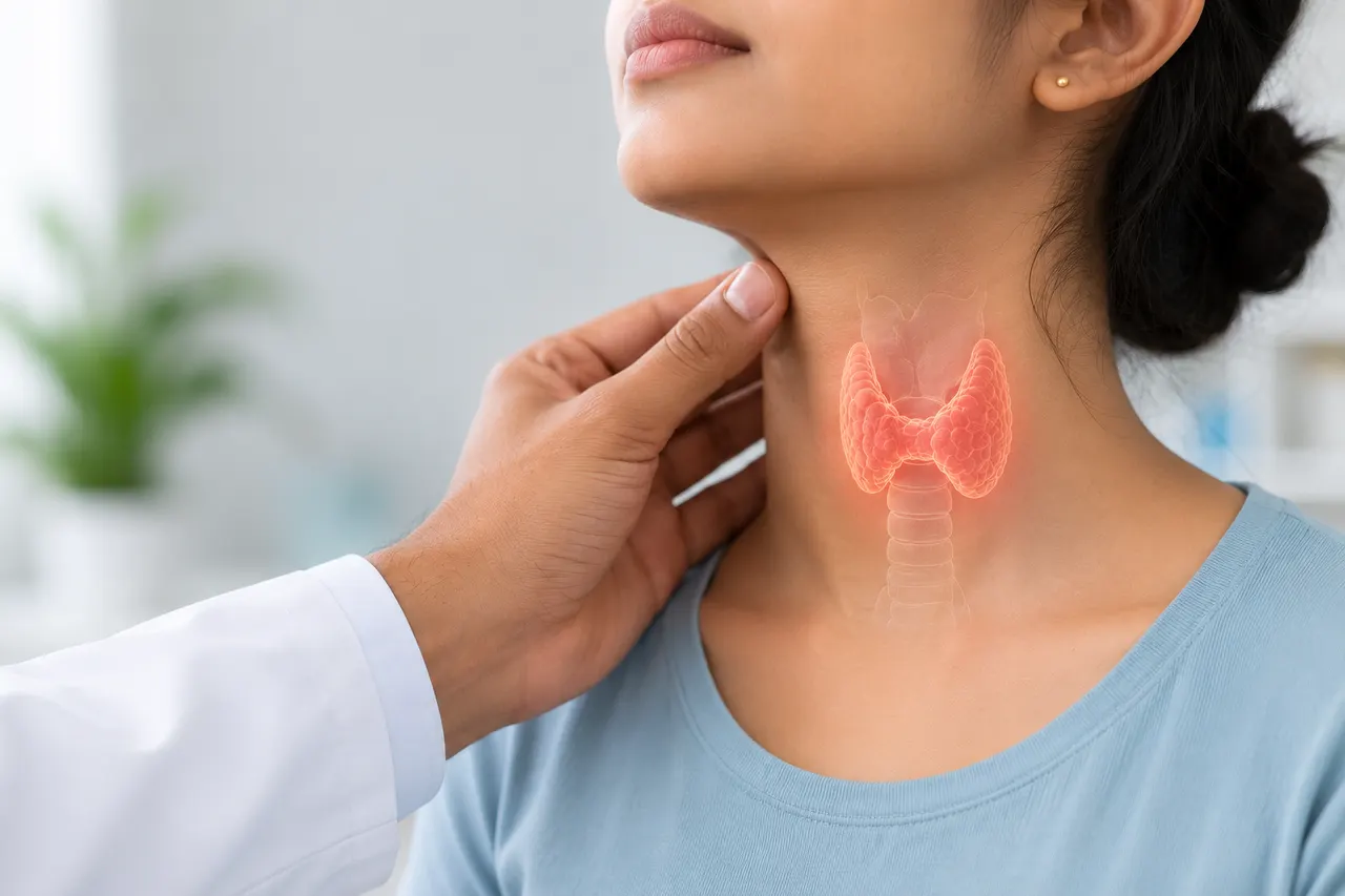 Two simple line icons showing a slow thyroid and a fast thyroid side by side