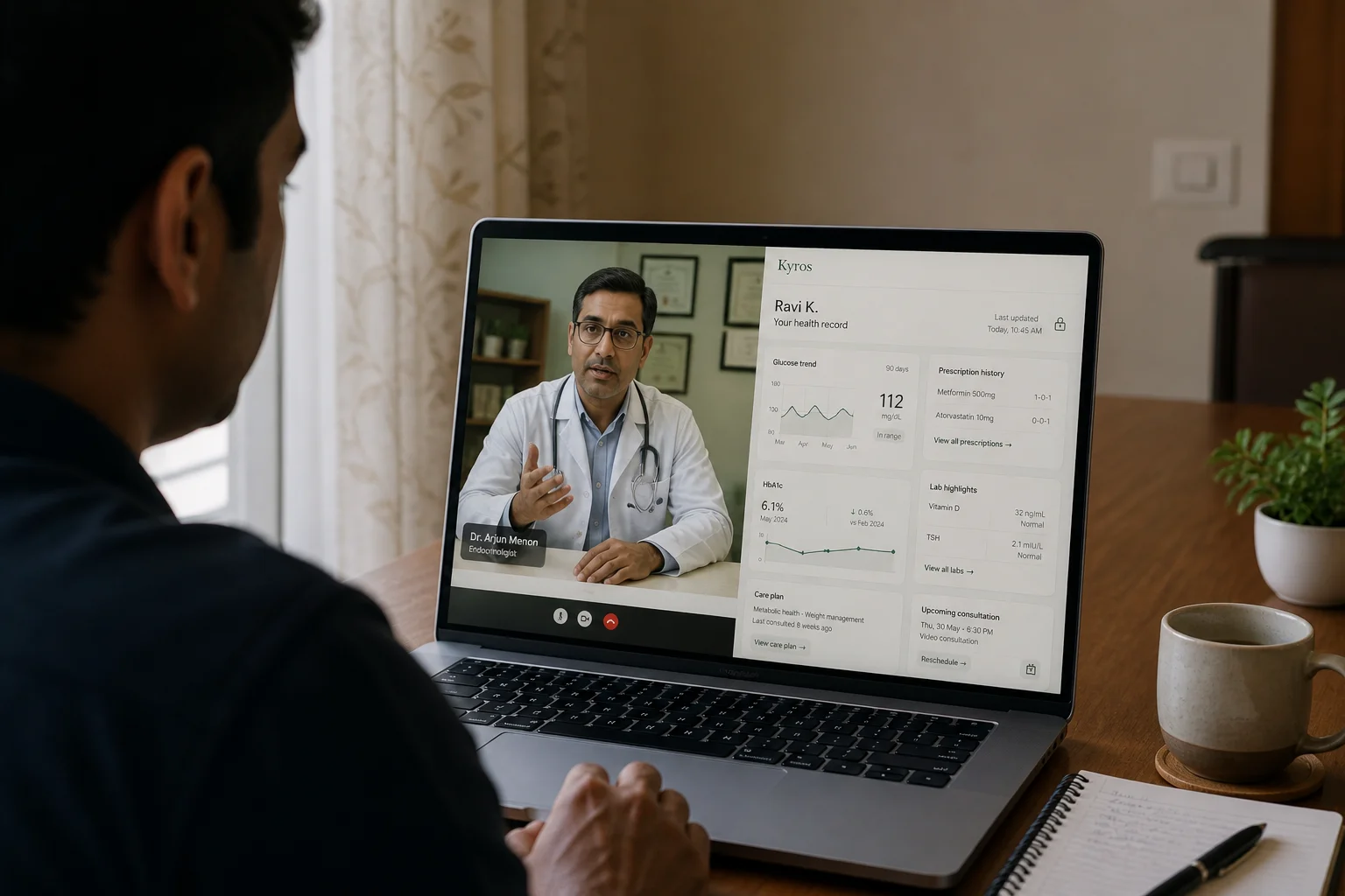 Personalised doctor consultation on Kyros telehealth platform